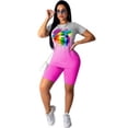 thumbnail image 2 of Conjunto de ropa deportiva para mujer Conjunto de pantalones cortos de yoga Top Camiseta deportiva de manga corta, rosa roja, M Inevent AP002243-06, 2 of 7