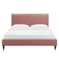 thumbnail image 5 of Modway Peyton Modern Style Velvet Queen Platform Bed in Dusty Rose Pink, 5 of 10