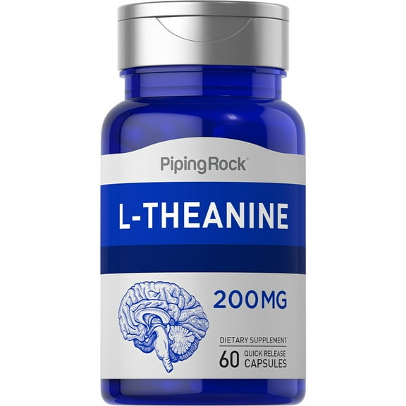 L-Theanine 200mg | 60 Quick Release Capsules for Men and Women | by Piping Rock