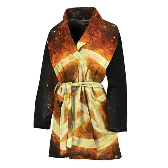 Flame Pentagram Women Bathrobe One Size Univeral Fits Fashion Lightweight Plush Fleece Long Robe For Women