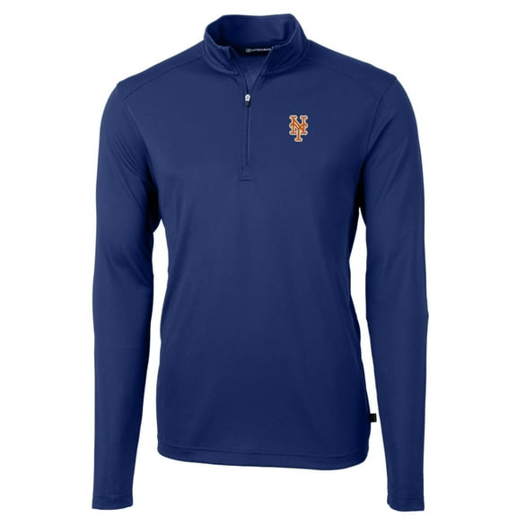 Men's Cutter & Buck Royal New York Mets Big & Tall Virtue Eco Pique Quarter-Zip Pullover Jacket