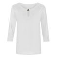 thumbnail image 4 of GigrtiJin Women Summer Casual Top 3/4 Sleeve Shirt Keyhole Round Neck Loose Casual Blouse Solid Color Going out T Shirt, 4 of 6