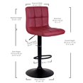 thumbnail image 3 of Bronte Living Leatherette Bar Stool 360 Swivel, Adjustable Height 24" to 33" Mid-Backrest, with Hard Floor Protection Rubber Band - Series Clementine - Set of 2, 3 of 8