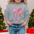 thumbnail image 3 of Girls Sweatshirt Kids Girls Spring Fall Casual Headless Bow Print Long Sleeved Hoodie Sweatshirt Hoodies for Grey 5 Years-6 Years, 3 of 4