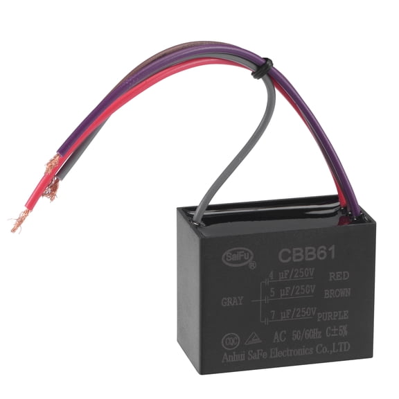 Uxcell 4/5/7uF 250V AC 4 Wires CBB61 Ceiling Fan Capacitor 1 Pack