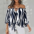 thumbnail image 2 of Baqcunre Long Sleeve Shirts For Women Women Off Shoulder Shirt Floral Print Long Sleeve Off Shoulder V Neck Tops Retro Ethnic Style Loose Blouse Fall Shirts For Women Crop Tops Blue XL, 2 of 7