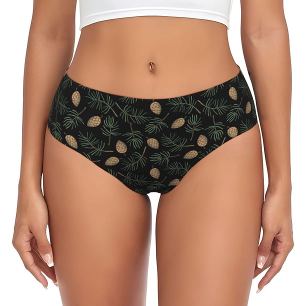 Balery Pine Cone Woodland Pattern Ropa Interior de Algodón para Mujer con Dibujo – Braguitas Cómodas y Elásticas, Estilo Clásico-Large