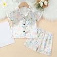 thumbnail image 2 of Paguaki Toddler Baby Girl Pajamas Set Summer Floral Short Sleeve Button Down Shirt Top Shorts 2pcs Pjs Sets Sleepwear, 2 of 7