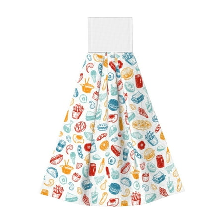 

Coaee Fast Food 2 for Fast Absorbent Hanging Towels with Velcro for Kitchen Bathroom Laundryroom