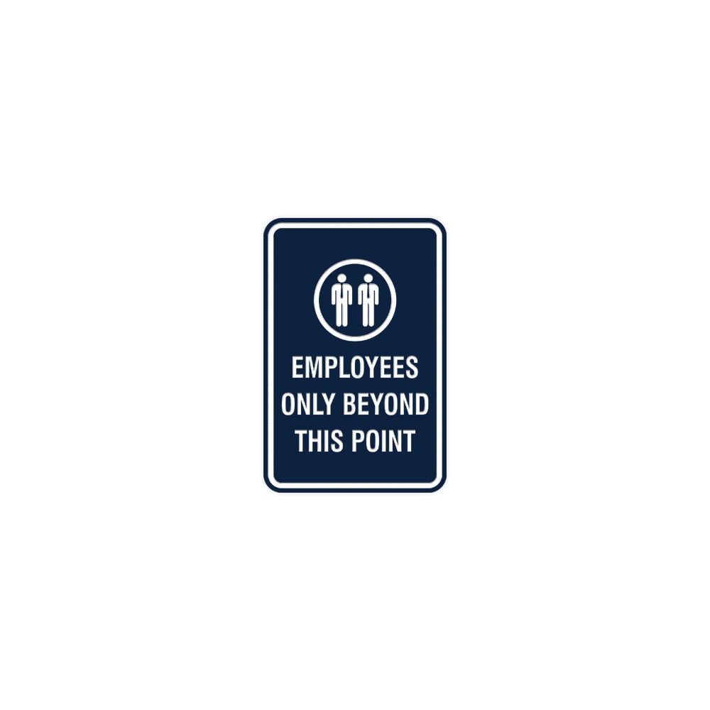 Portrait Round Employees Only Beyond This Point Sign (Navy Blue / White ...