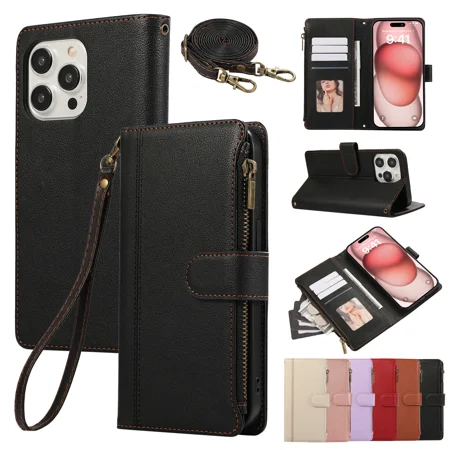 Phone case suitable for Xiaomi POCO X6 PRO 5G phone case with card slot wallet, stylish PU leather magnetic flip zipper phone case