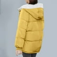 thumbnail image 5 of Zedker Women Puffer Jacket Full Length Collar Detachable Hood Warm Winter Coat, Plus Size Yellow S, 5 of 6