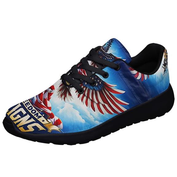 Patriotic Shoes Eagle Print Sneakers Lightweight Comfortable Running Shoes for Men Women Black Size 3.5