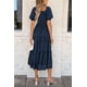 thumbnail image 2 of Vestido midi PRETTYGARDEN para mujer, verano 2025, floral, azul oscuro, 2 of 7