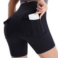 thumbnail image 3 of Timegard Yoga Shorts Women High Waist Short Workout Leggings Skinny Stretch Solid Color Gym Shorts with Pockets, 3 of 5