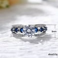 thumbnail image 2 of K-KED 925 Sterling Silver Blue Crystal Zircon Rings Womens Engagement Ring 6-10-6, 2 of 9