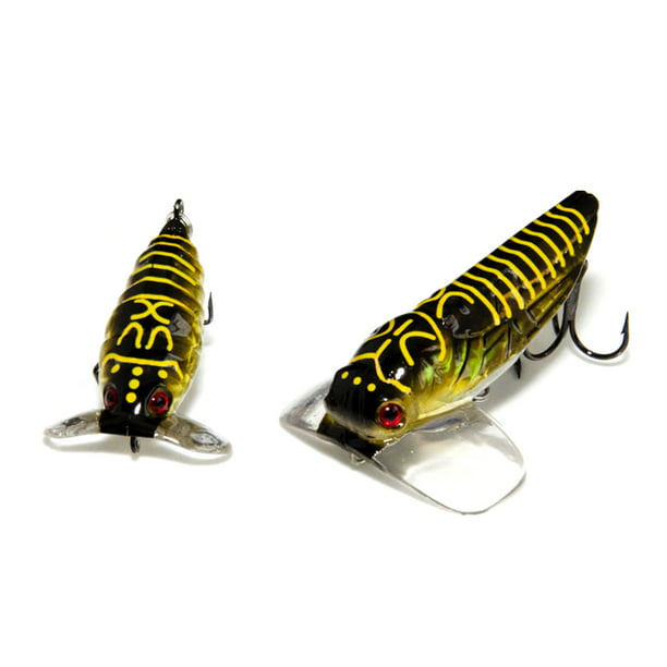 Trayknick Artificial Plastic Cicada Fishing Topwater Lure Floating Insect  Bait with Hook 