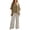 Khaki, variant on Costeam Womens Vertical Stripe Wide Leg Pant Two Piece Outfit Oversized Asymmetric Hem Short Sleeve Crew Neck Top with Side Pocket Loose Fit Casual Co Ord Set