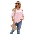 thumbnail image 2 of Blusa de Verano de Corta con Hombros Descubiertos y Encaje Acampanado para Mujer Rosa XXL, 2 of 10