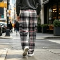 thumbnail image 7 of UDAUDU Mens Cargo Sweatpants Plaid Fall Lightweight Drawstring Elastic Waist Trousers Outdoor Trendy Joggers with Pockets Dark Gray 4XL, 7 of 7