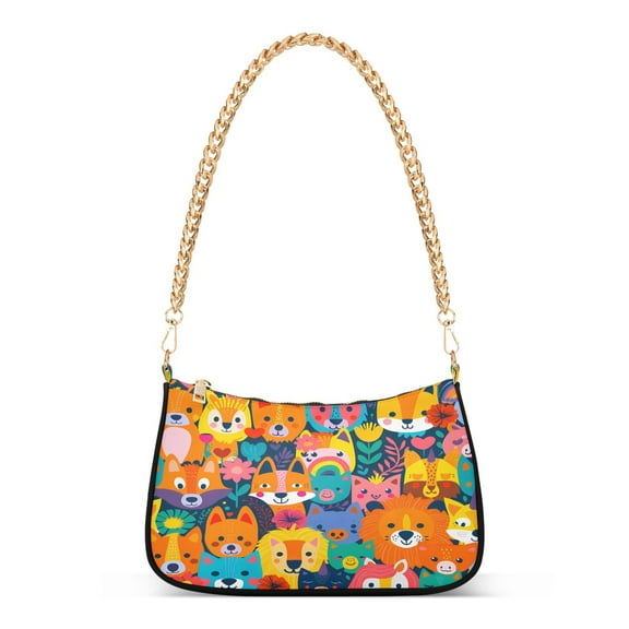 Ryvnso Different Animals Womens Chain Shoulder Bag Tote Handbags Clutch Hobo Purse with Zipper for Travel