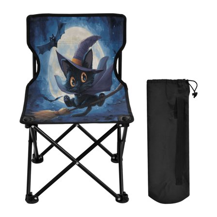 Folding Chair Camping Chair For Camping Picnicking Outdoor Beach and Travel Halloween Cape Black Cat