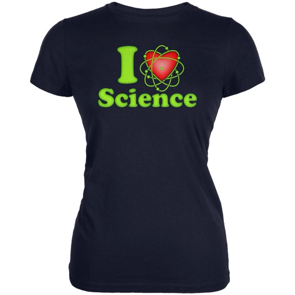 I Heart Science Atom Juniors Soft T Shirt Navy X-LG
