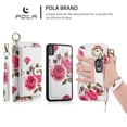 thumbnail image 4 of Multifunctional Wallet Case For iPhone XR with RFID Blocking Card Slots,Detachable Purse Soft PU Leather Magnetic Snap Hand Strap Zipper Pocket Cute Flower Phone Case with Carabiners,White, 4 of 14
