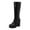 Black, variant on Rokment Womens Winter Fall Platform Knee High Boots Vintage Leather Square Toe Chunky High Heel Mid Calf Dress Tall Boots