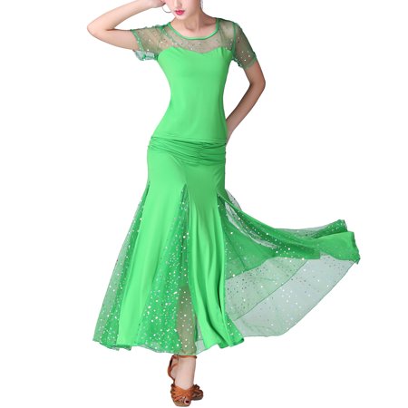 Waltz Length Modern Standard Ballroom Dance Lesson Practice Wear Uniforms Green