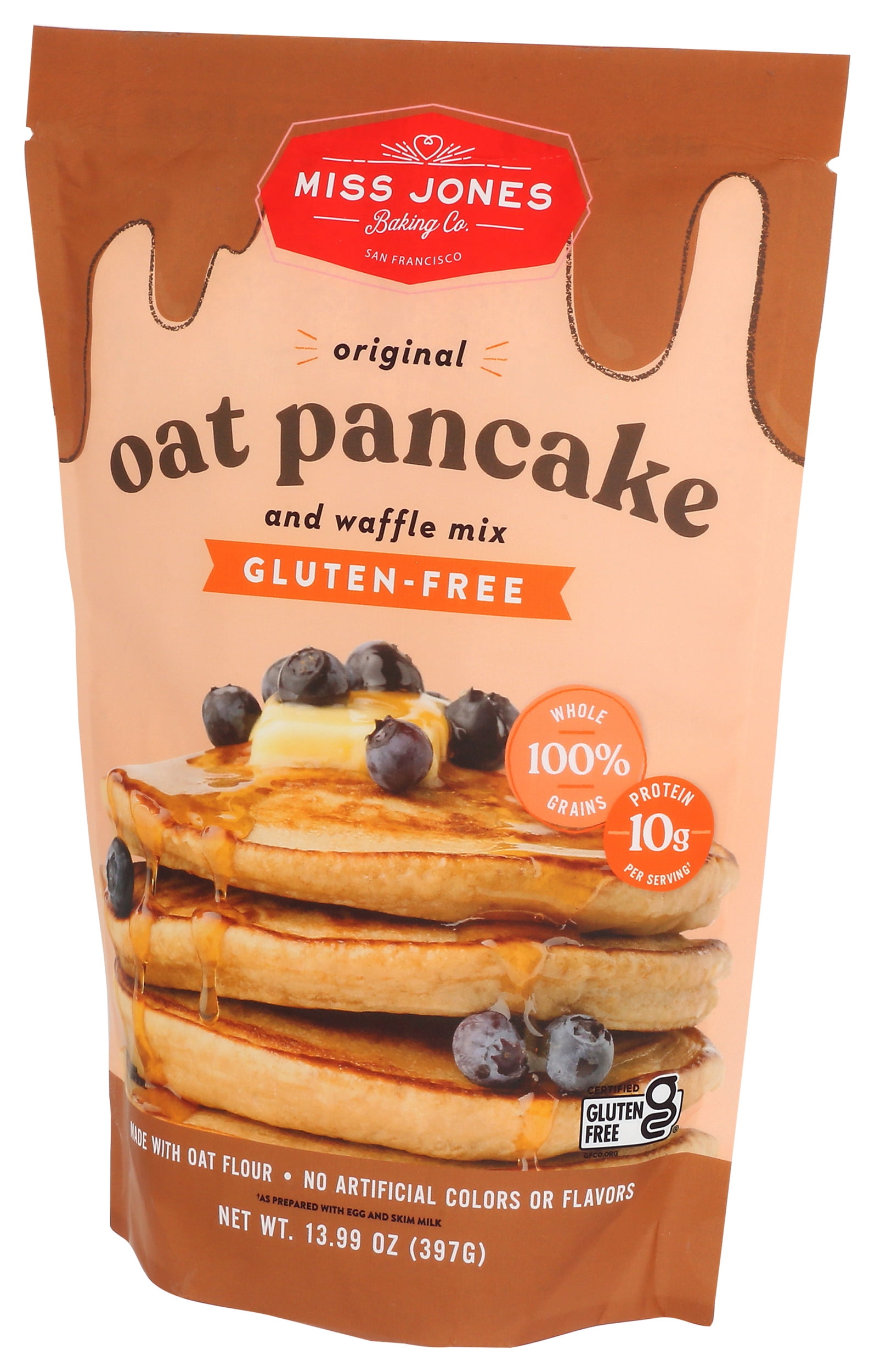 Pack of 6, Miss Jones Baking Co Gluten-Free Original Oat Pancake Mix, 13.99 oz