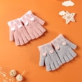 thumbnail image 4 of Eoperou 1 Pair Kids Gloves Knitted Half Finger Adorable Small Ears Decor Stretchy Keep Warm Comfortable Autumn Winter Girls Boys Writing Gloves for Outdoor, 4 of 8