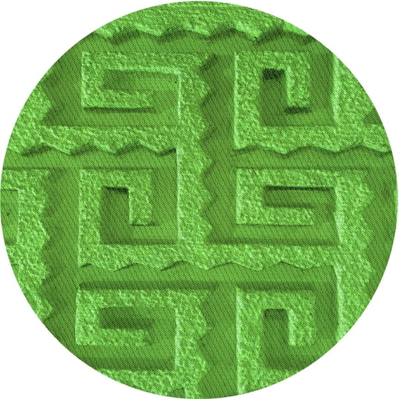 Ahgly Company Machine Washable Indoor Square Transitional Dark Lime Green Area Rugs, 3' Square