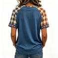thumbnail image 3 of EANJE Halloween Shirts for Women Cute Ghost Shirt Fall Pumpkin T-Shirt Ghost Pumpkin Graphic Tees Casual Plaid Splice Short Sleeve Tops Blue L, 3 of 5