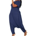 thumbnail image 3 of Women'S Plus Navy Off the Shoulder Harem Jumpsuit, 3 of 7