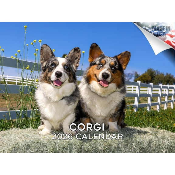 2025 2026 Corgi Calendar - Dog Breed Monthly Wall Calendar - 12 x 18 Open - Thick No-Bleed Paper - Giftable - Made in USA
