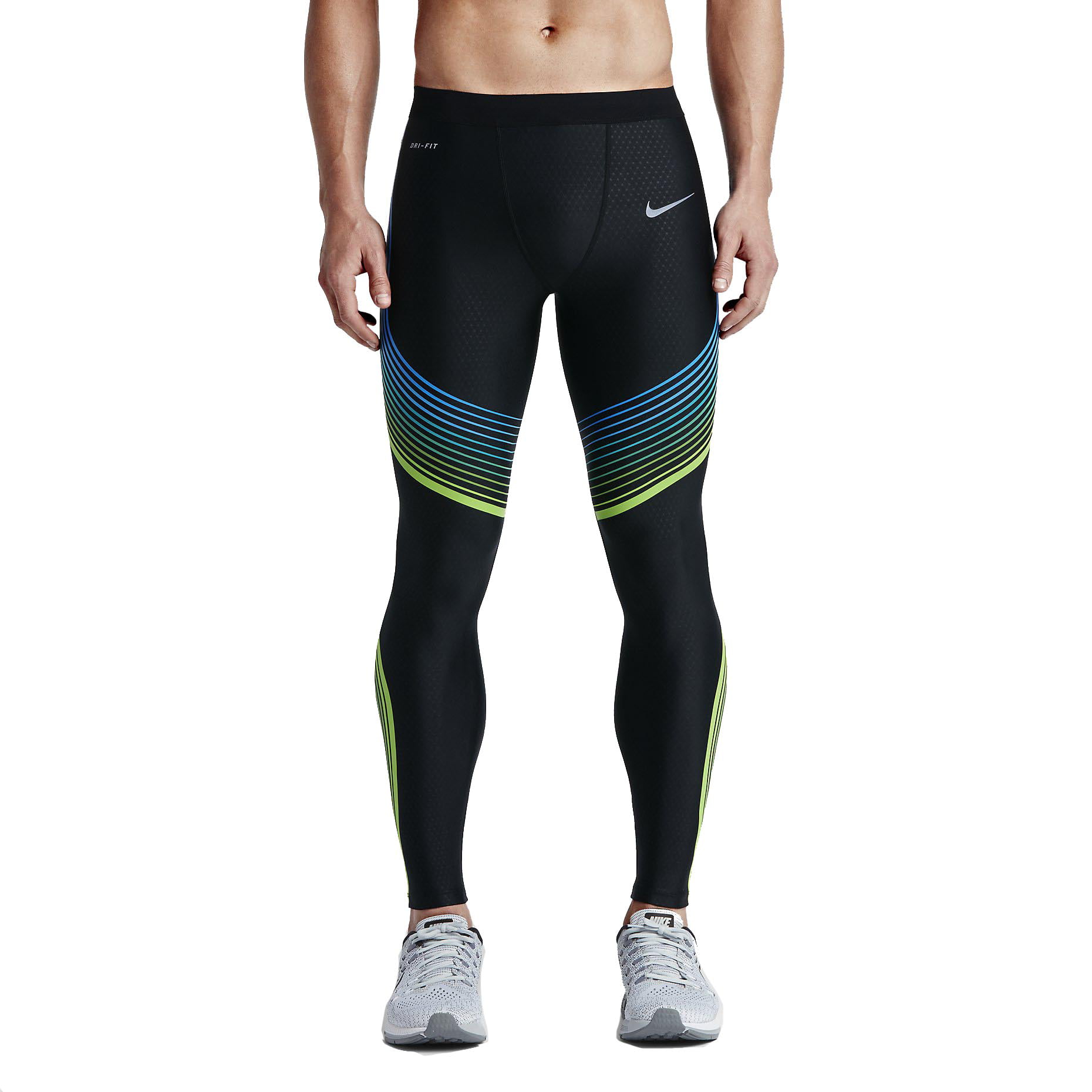 Nike - Nike Men's Dri-Fit Power Speed Running Tights-Black/Action Green ...
