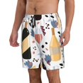 thumbnail image 2 of Disketp Men'S Swim Trunks Hawaiian Breathable Surf Beach Swimsuits Mesh Lining Beach Shorts With Pockets-Wine Bottles Glasses, 2 of 9