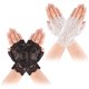 thumbnail image 1 of 2 pares de guantes cortos de encaje para mujer (blanco y negro), guantes de flores sin dedos, guantes para fiesta de boda, accesorios para fiesta de té, 1 of 5