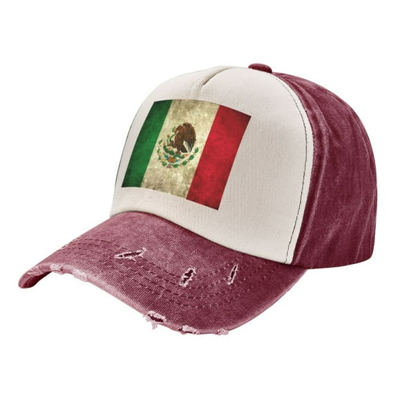 Mexico-Mexican Baseball Cap Distressed Adjustable Vintage Cotton Denim Hat for Women Men