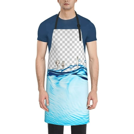 

Lukts Crystal Clear Water Splash Pattern Kitchen Cooking Aprons Adjustable Bib Soft Chef Apron with 2 Pockets for Men Women