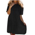 thumbnail image 1 of Fankiway Robe en Dentelle Plissée Taille Haute Col Rond Printemps et Été pour Femmes Courbes Robes de Printemps pour Femmes 6568, 1 of 6