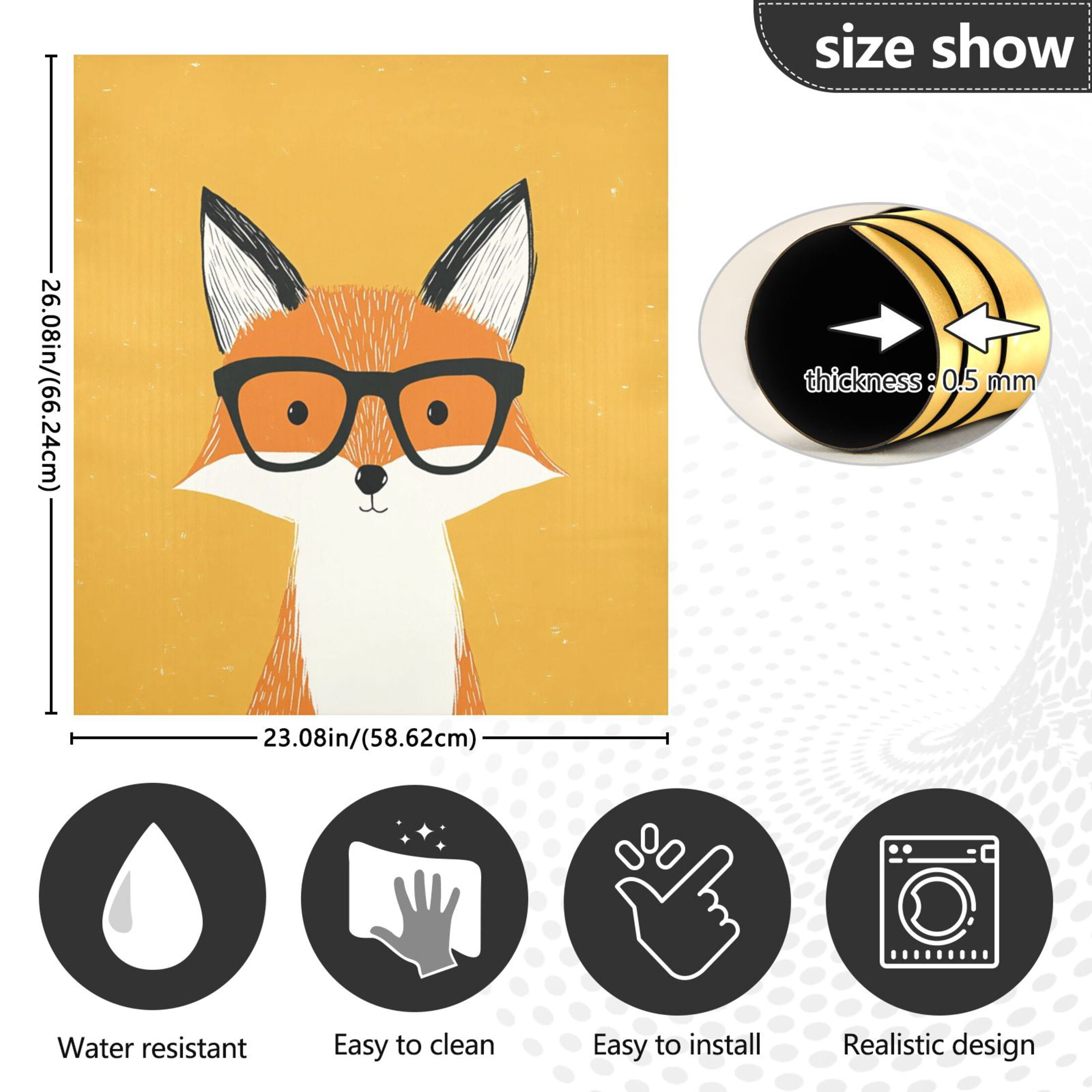 Dishwasher Magnetic Sticker 23x26 Inch Refrigerator Magnetic Sticker Washing Machine Magnetic Sticker Kitchen Panel Magnetic Sticker Home Decor Fox with Glasses