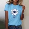 thumbnail image 2 of Staron Women's Printed T-Shirt Round Neck Short Sleeve Casual Loose Comfy Basic Top with High Elasticity, Blue XL, 2 of 5