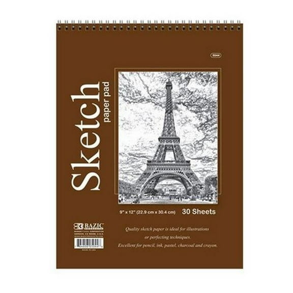 Bazic    30 Ct. 9'' X 12'' Top Bound Spiral Premium Sketch Pad Case of 48
