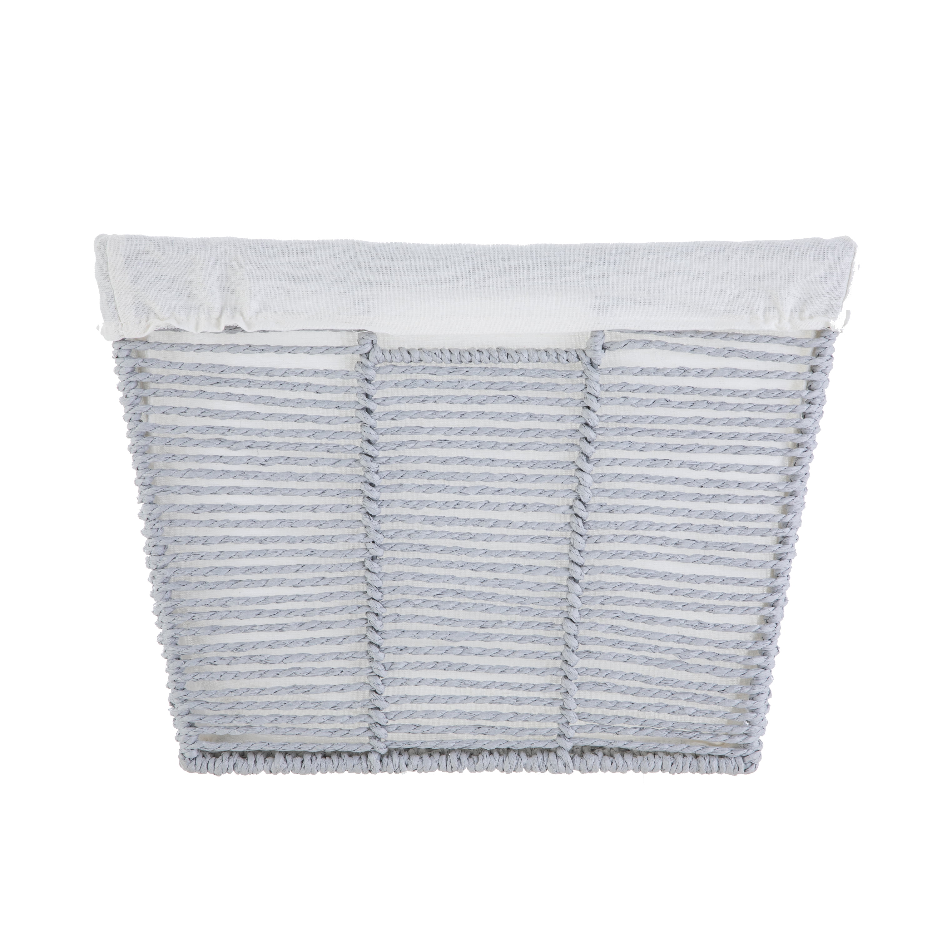 Mainstays Decorative Storage Basket, Medium Gray Twisted Paper Rope with Removable Liner, 13 in x 7.8 in x 9.8 in