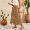 thumbnail image 5 of HOXZODT Women’s Floral Midi Skirt High Waist Button Front Summer Casual Skirts for Women, Earthy Yellow, L, 5 of 5