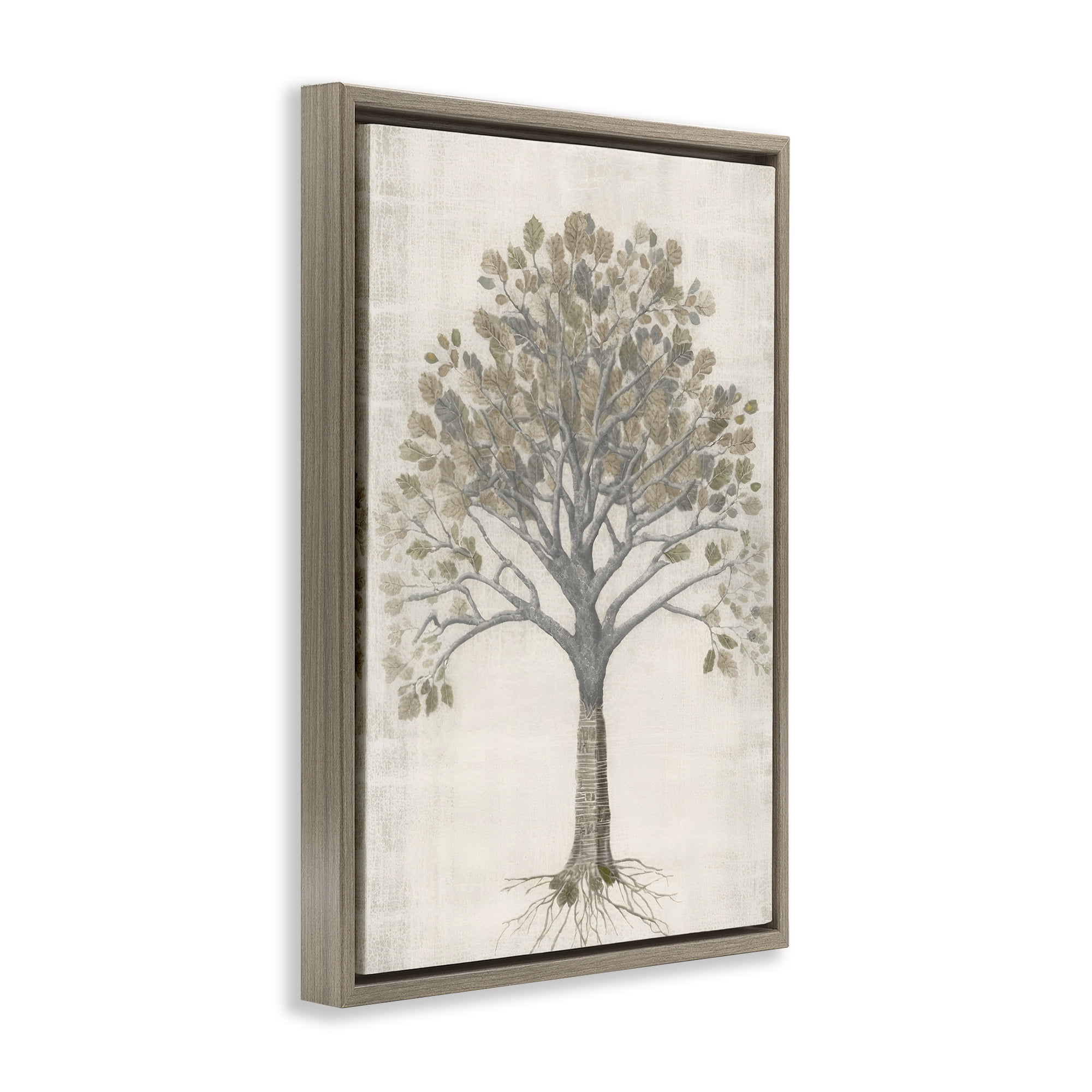 Stupell Industries Wise Tree Impression Botanical & Floral Drawing Brown Floater Framed Canvas Art Print Wall Art, 21 x 31