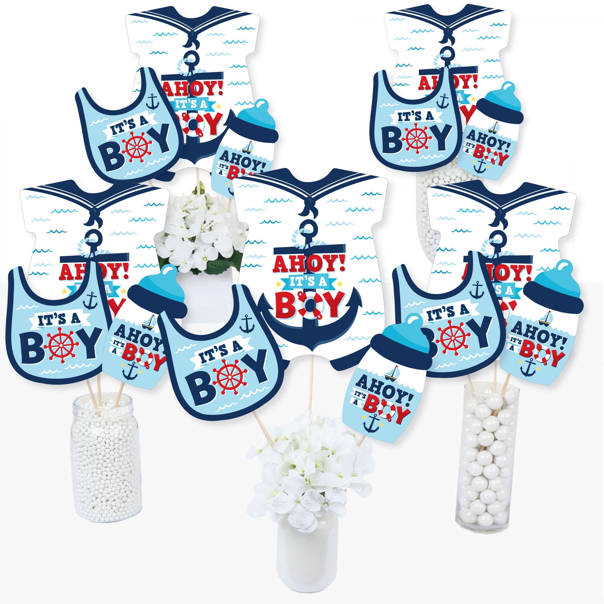 Big Dot of Happiness Ahoy It's a Boy Nautical Baby Shower Centerpiece