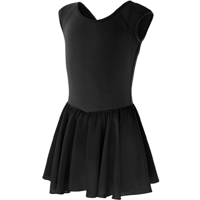 Bwiyojiz Tailles Mode 110-170 Robe Sans Manches à Col Rond Coton 4-14 Ans Danse pour Filles Chiffon Pratique Col Rond, 130, Cadeaux pour la Famille, Noir